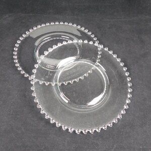 Lot Of 2 Imperial Candlewick Clear Glass Salad Plate 8 1/8" Round Bead Vintage